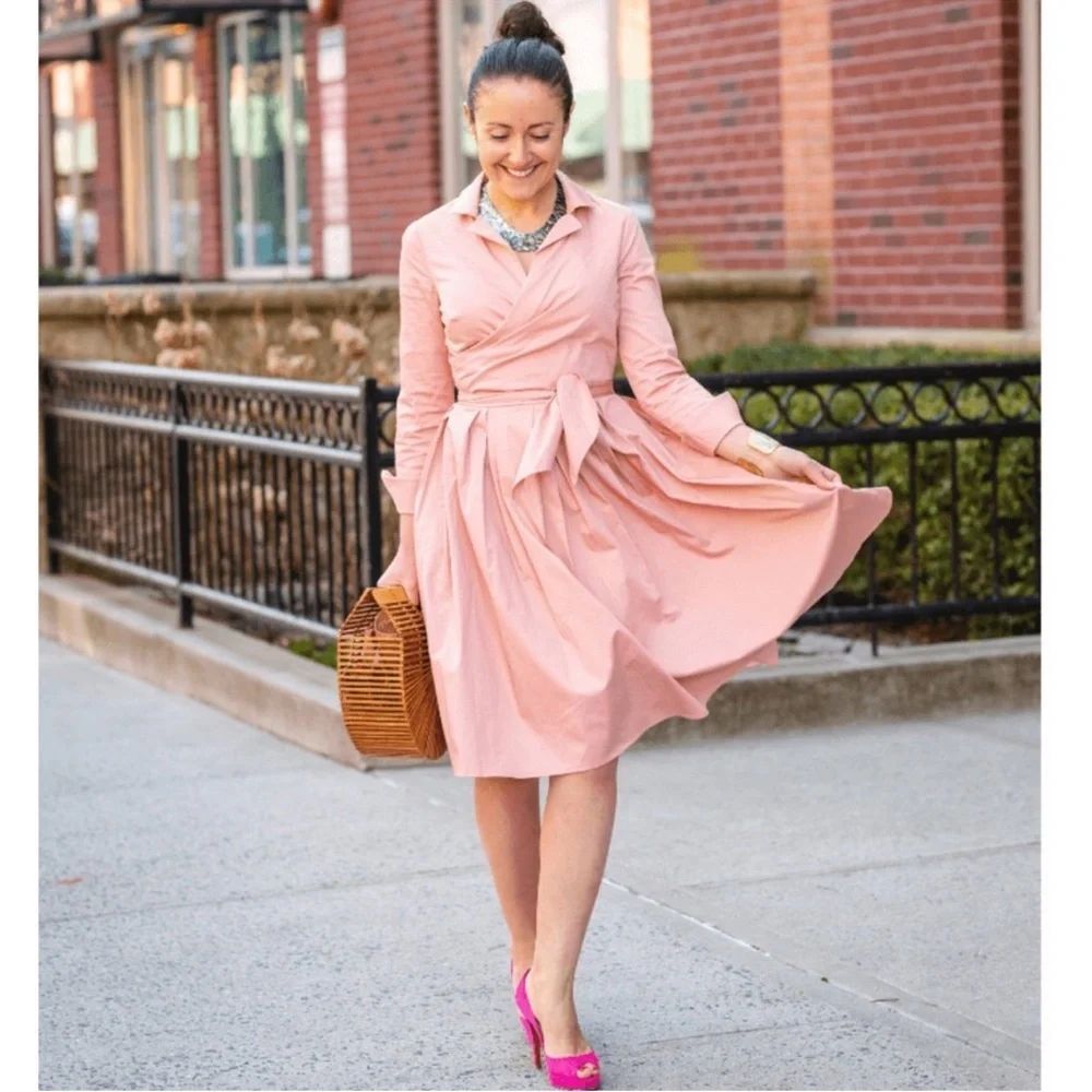 NWT Gal Meets Glam Elisabetta Dress Elegant Pink Wrap Dress Size 4